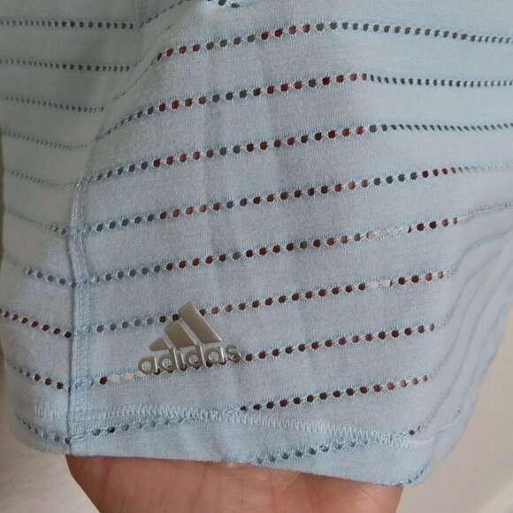 Adidas Womens Small Climacool Perforated Short Sleeve Blue Polo Tennis Shirt Top - Picture 4 of 10